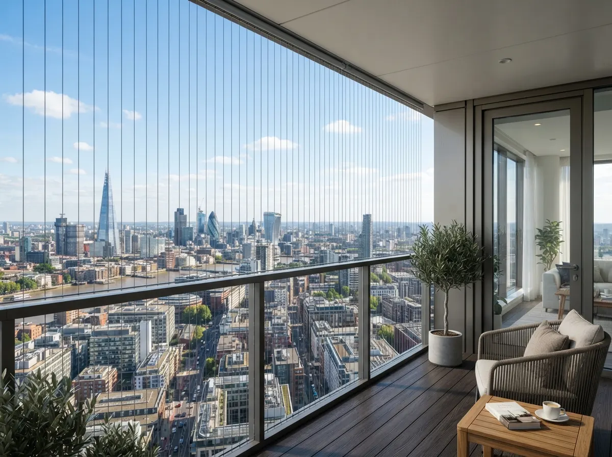Invisible balcony safety net